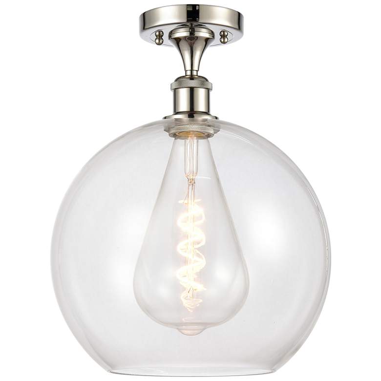Image 1 Athens 12" LED Semi-Flush Mount - Polished Nickel - Clear Shade