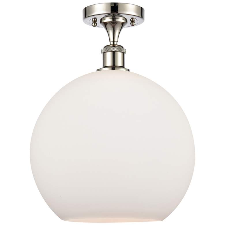 Image 1 Athens 12" LED Semi-Flush Mount - Polished Nickel - Matte White Shade