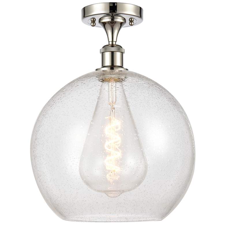 Image 1 Athens 12" LED Semi-Flush Mount - Polished Nickel - Seedy Shade