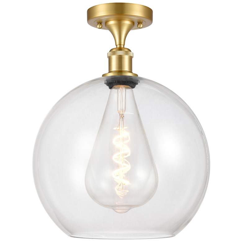 Image 1 Athens 12" LED Semi-Flush Mount - Satin Gold - Clear Shade