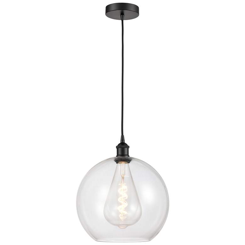 Image 1 Athens 12" Matte Black Mini Pendant w/ Clear Shade