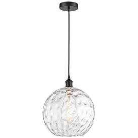 Image1 of Athens 12" Matte Black Mini Pendant w/ Clear Water Glass Shade