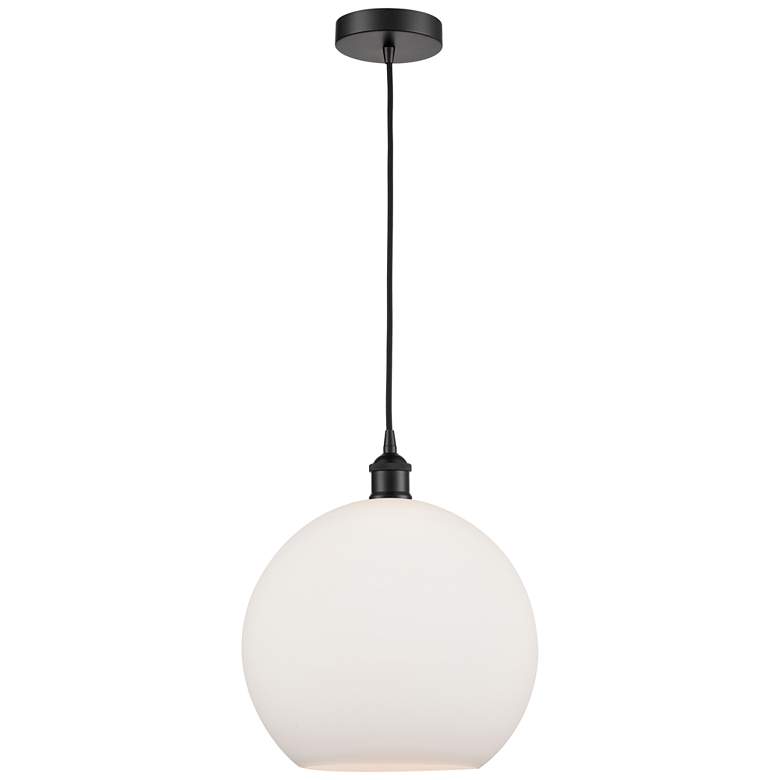 Image 1 Athens 12" Matte Black Mini Pendant w/ Matte White Shade