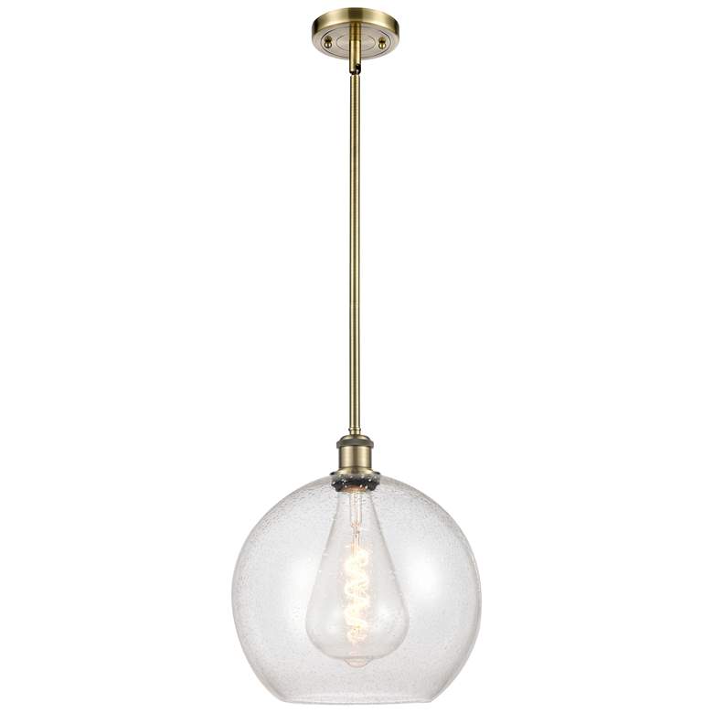 Image 1 Athens 12" Mini Pendant - Antique Brass - Seedy Shade