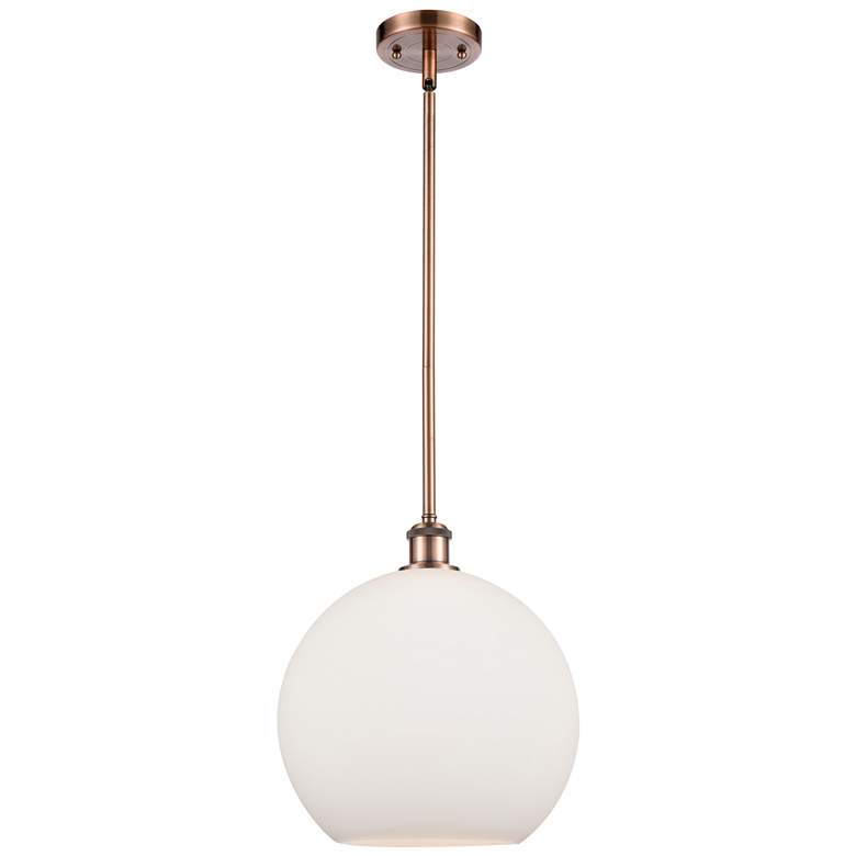 Image 1 Athens 12" Mini Pendant - Antique Copper - Matte White Shade