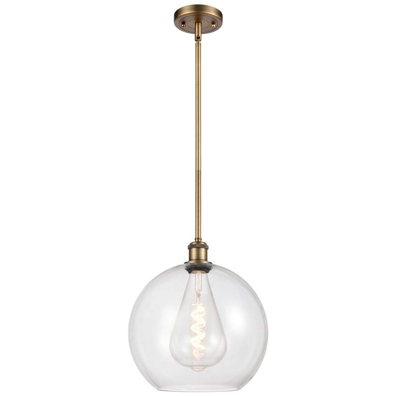 Image 1 Athens 12" Mini Pendant - Brushed Brass - Clear Shade