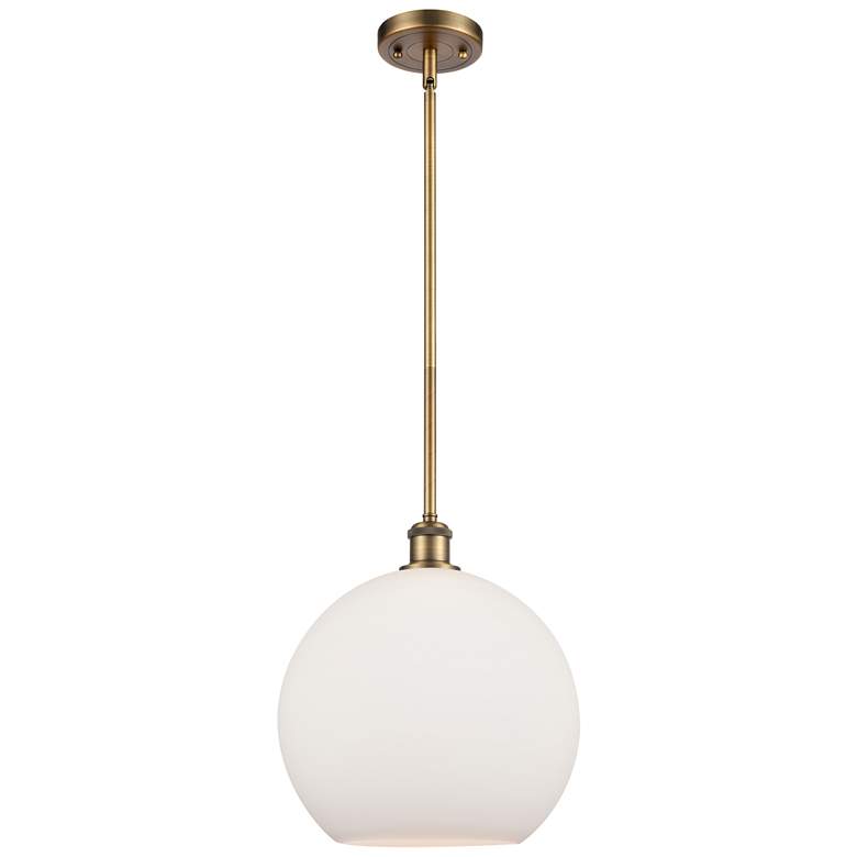 Image 1 Athens 12" Mini Pendant - Brushed Brass - Matte White Shade