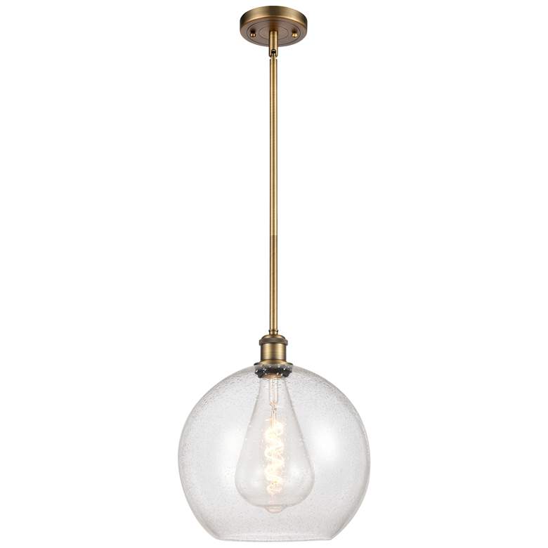 Image 1 Athens 12" Mini Pendant - Brushed Brass - Seedy Shade