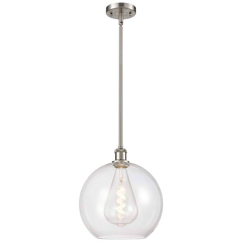 Image 1 Athens 12" Mini Pendant - Brushed Satin Nickel - Clear Shade