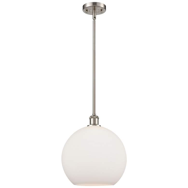 Image 1 Athens 12" Mini Pendant - Brushed Satin Nickel - Matte White Shade