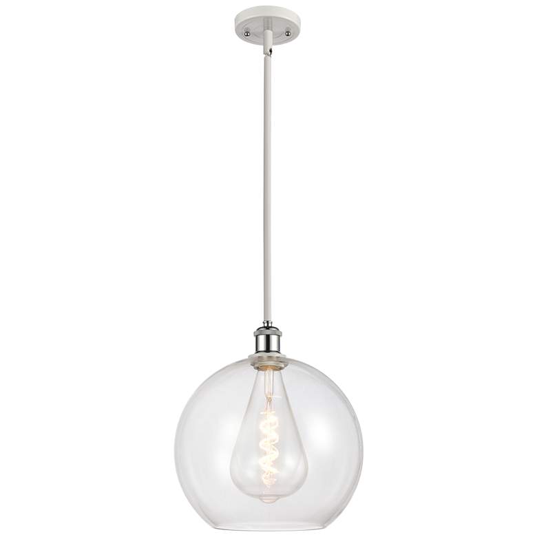 Image 1 Athens 12 inch Mini Pendant - White and Polished Chrome - Clear Shade