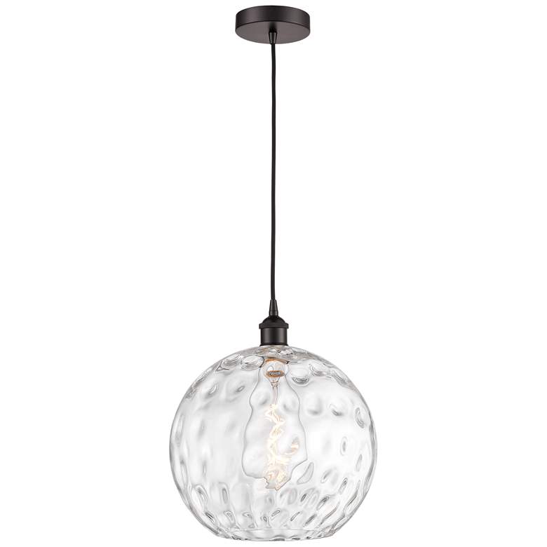 Image 1 Athens 12" Oil Rubbed Bronze Mini Pendant w/ Clear Water Glass Shade