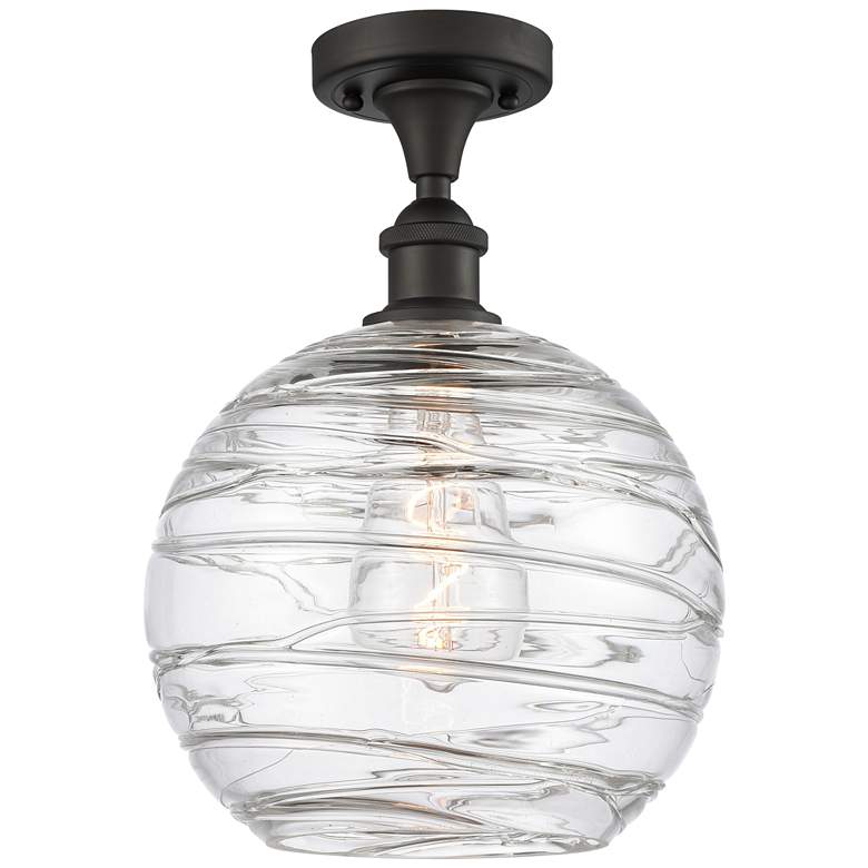 Image 1 Athens 12" Oil Rubbed Bronze Semi Flush Mount w/ Clear Deco Swirl Shad