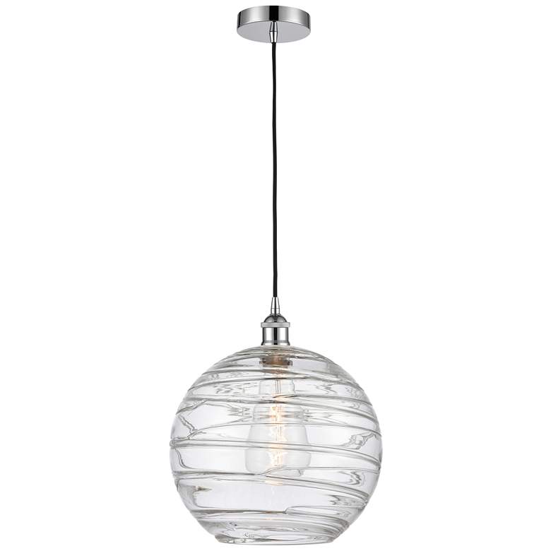 Image 1 Athens 12" Polished Chrome Mini Pendant w/ Clear Deco Swirl Shade