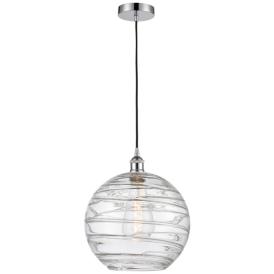 Athens 12" Polished Chrome Mini Pendant w/ Clear Deco Swirl Shade Athens 12" Polished Chrome Mini Pendant w/ Clear Deco Swirl Shade