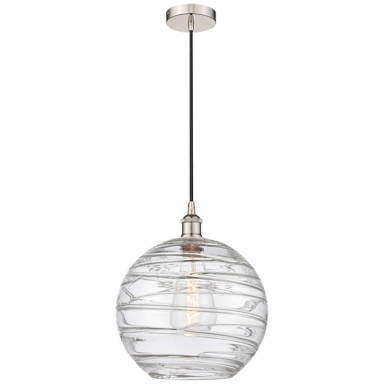 Image 1 Athens 12" Polished Nickel Mini Pendant w/ Clear Deco Swirl Shade