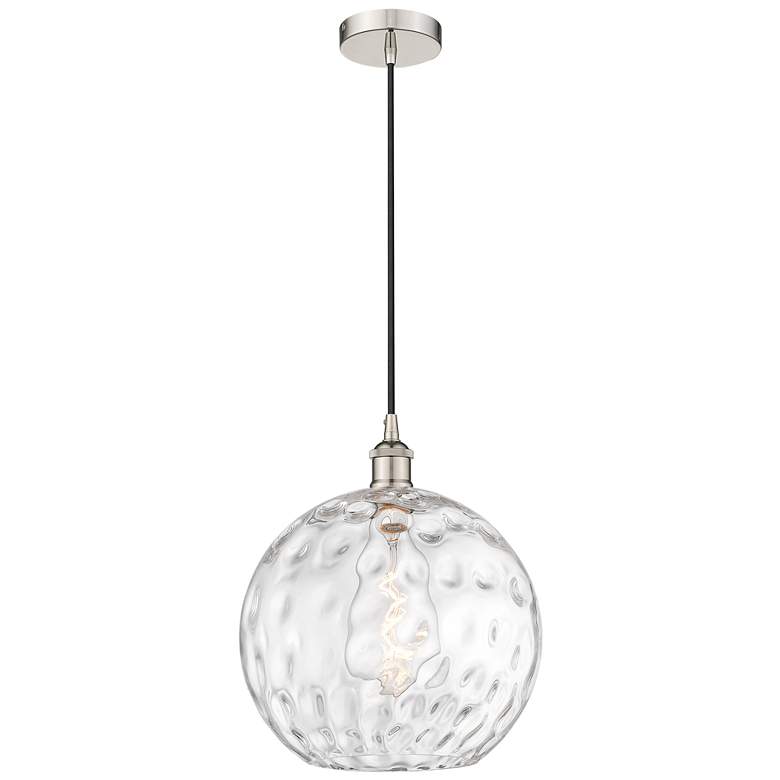 Image 1 Athens 12" Polished Nickel Mini Pendant w/ Clear Water Glass Shade