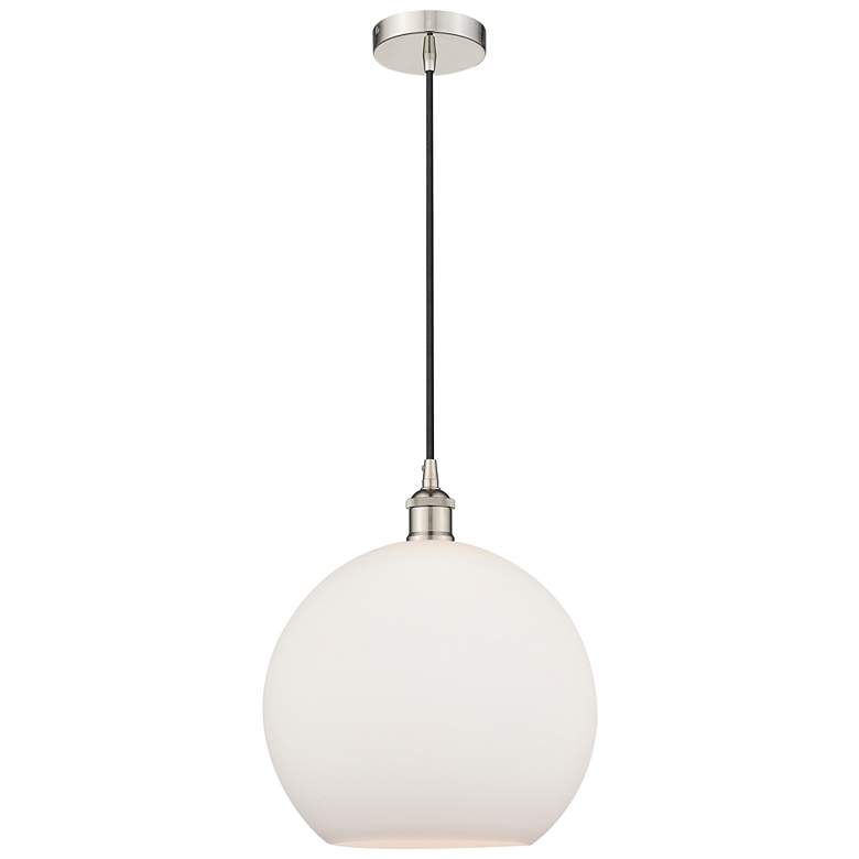 Image 1 Athens 12" Polished Nickel Mini Pendant w/ Matte White Shade