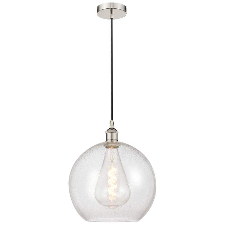 Image 1 Athens 12" Polished Nickel Mini Pendant w/ Seedy Shade