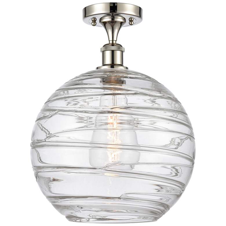 Image 1 Athens 12" Polished Nickel Semi Flush Mount w/ Clear Deco Swirl Shade
