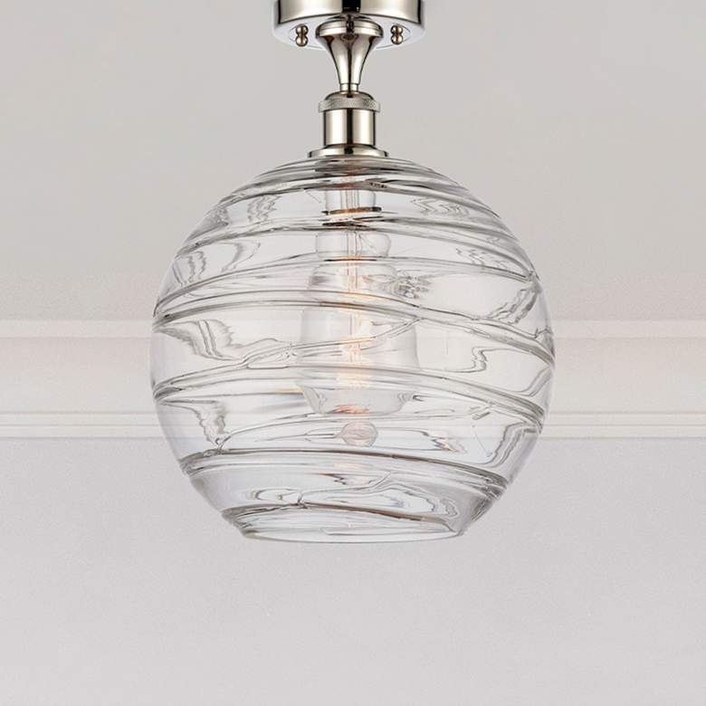Image 1 Athens 12" Polished Nickel Semi Flush Mount w/ Clear Deco Swirl Shade