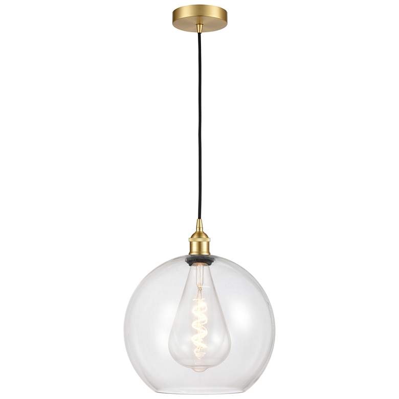Image 1 Athens 12" Satin Gold Mini Pendant w/ Clear Shade