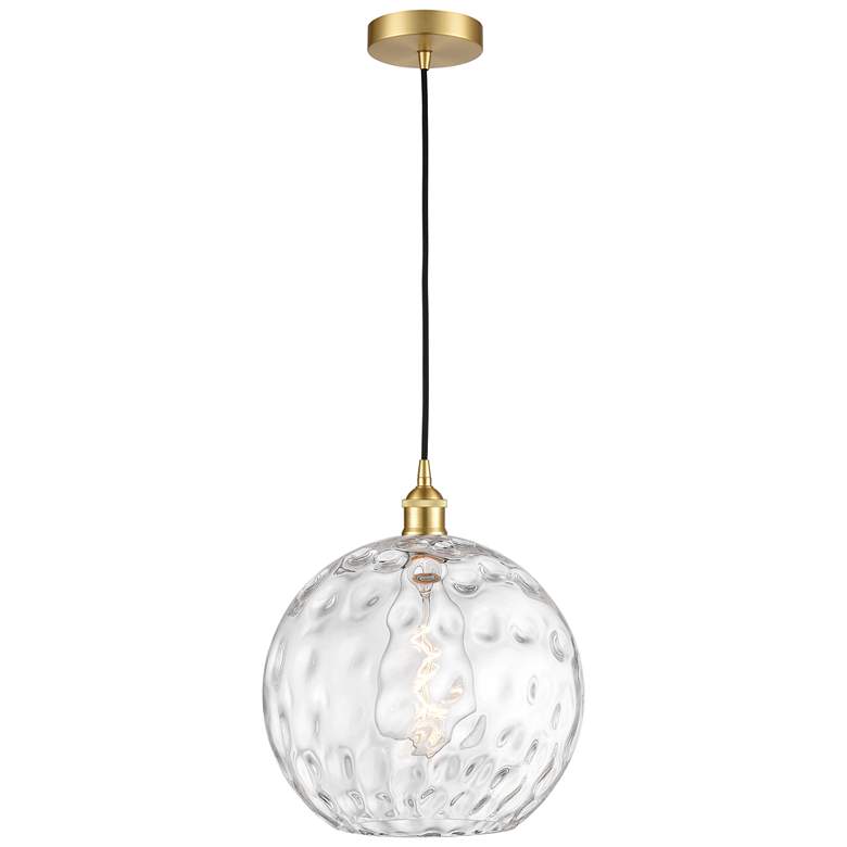 Image 1 Athens 12" Satin Gold Mini Pendant w/ Clear Water Glass Shade