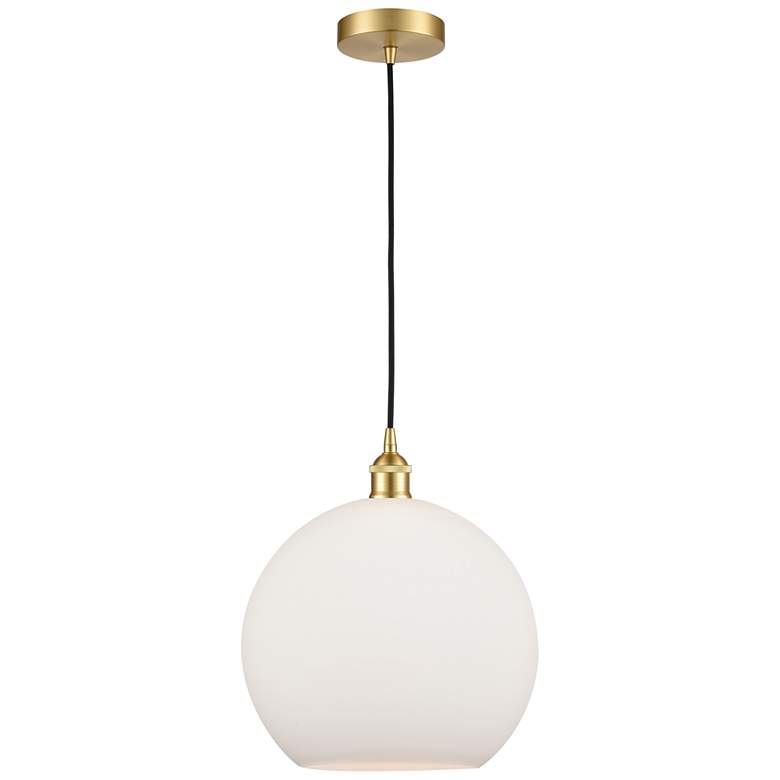 Image 1 Athens 12" Satin Gold Mini Pendant w/ Matte White Shade