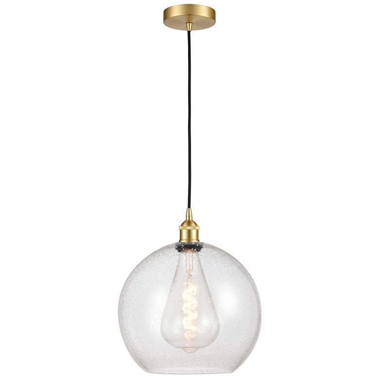 Image 1 Athens 12" Satin Gold Mini Pendant w/ Seedy Shade