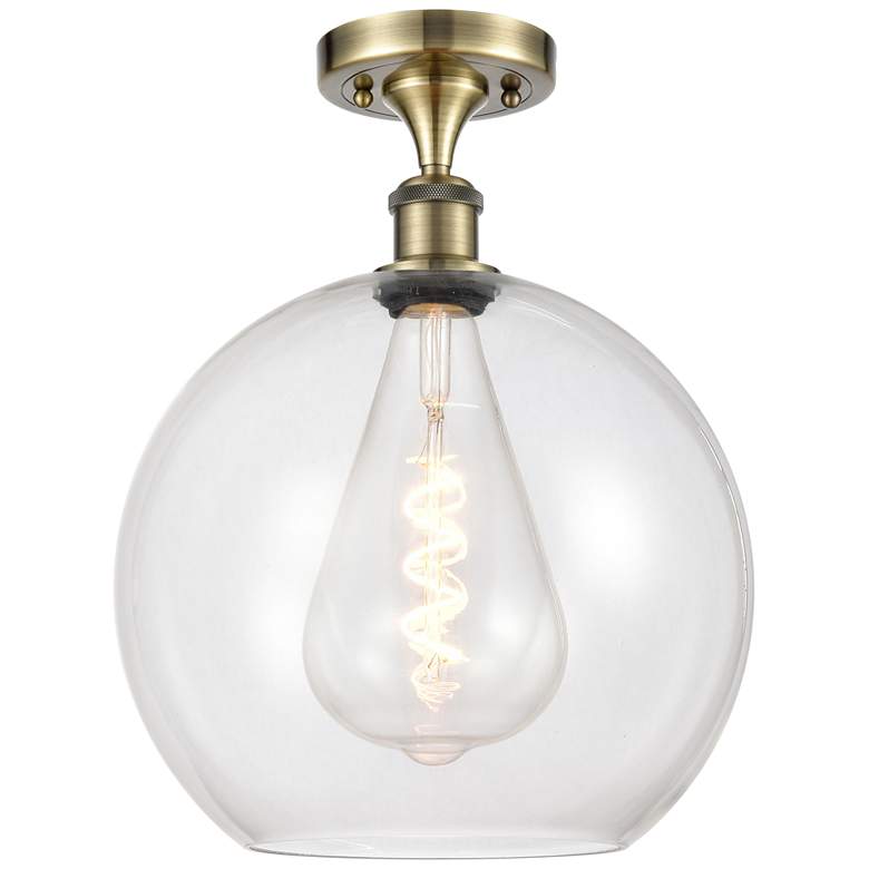 Image 1 Athens 12" Semi-Flush Mount - Antique Brass - Clear Shade