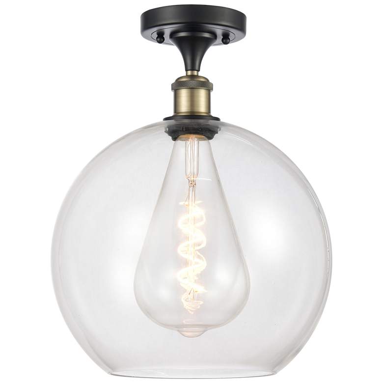 Image 1 Athens 12" Semi-Flush Mount - Black Antique Brass - Clear Shade
