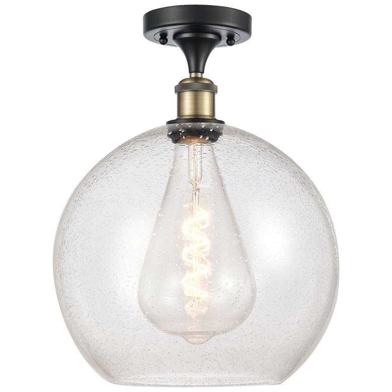 Image 1 Athens 12" Semi-Flush Mount - Black Antique Brass - Seedy Shade