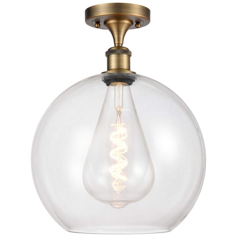 Image 1 Athens 12" Semi-Flush Mount - Brushed Brass - Clear Shade