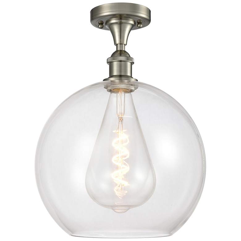 Image 1 Athens 12" Semi-Flush Mount - Brushed Satin Nickel - Clear Shade