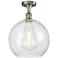 Athens 12" Semi-Flush Mount - Brushed Satin Nickel - Seedy Shade