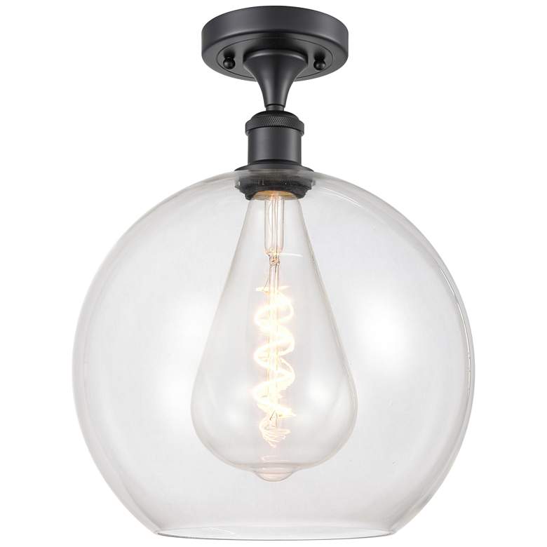 Image 1 Athens 12" Semi-Flush Mount - Matte Black - Clear Shade