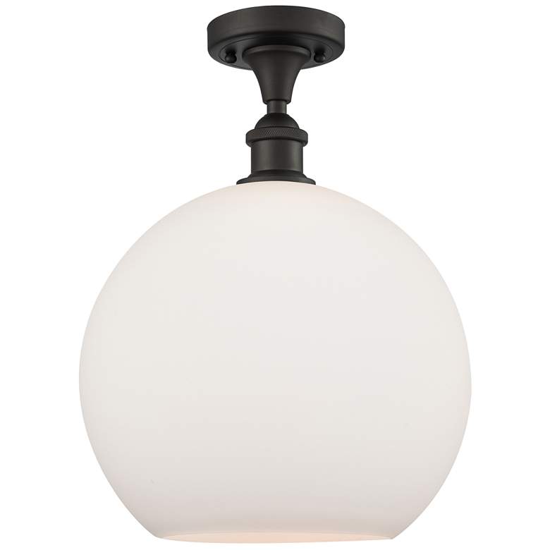 Image 1 Athens 12" Semi-Flush Mount - Oil Rubbed Bronze - Matte White Shade