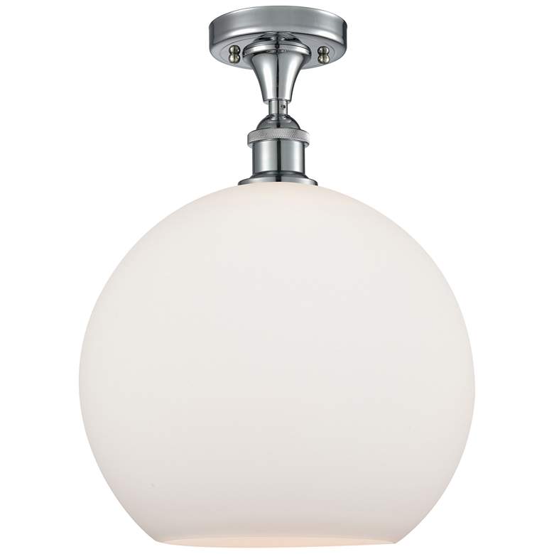 Image 1 Athens 12" Semi-Flush Mount - Polished Chrome - Matte White Shade