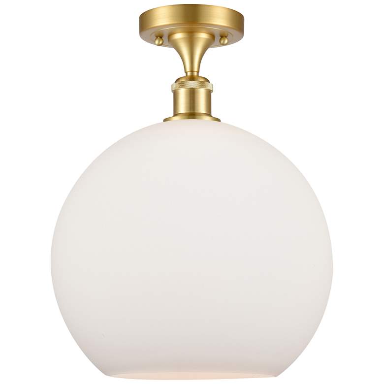Image 1 Athens 12" Semi-Flush Mount - Satin Gold - Matte White Shade
