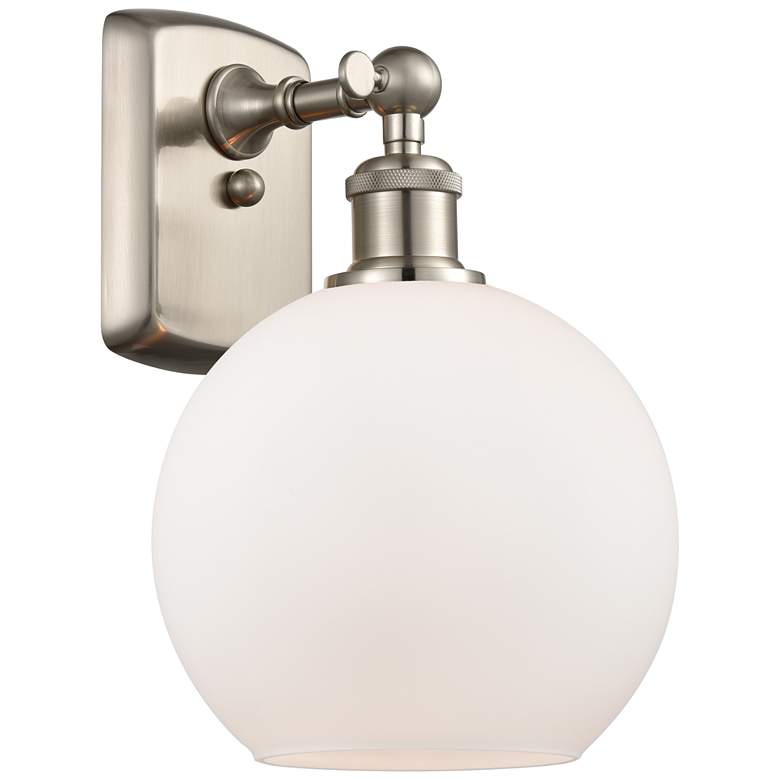 Image 1 Athens 12"H Brushed Satin Nickel LED Sconce w/ White Glass