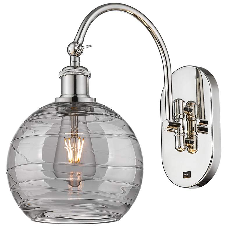 Image 1 Athens 13.38"H Polished Nickel Adjustable Sconce w/ Smoke Swirl Shade