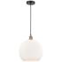 Athens 13.75" Wide Black Brass Corded Pendant w/ Matte White Shade