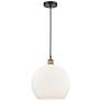 Athens 13.75" Wide Black Brass Corded Pendant w/ Matte White Shade