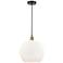 Athens 13.75" Wide Black Brass Corded Pendant w/ Matte White Shade