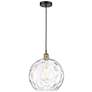 Athens 13.75" Wide Black Brass Corded Pendant w/ Water Glass Shade