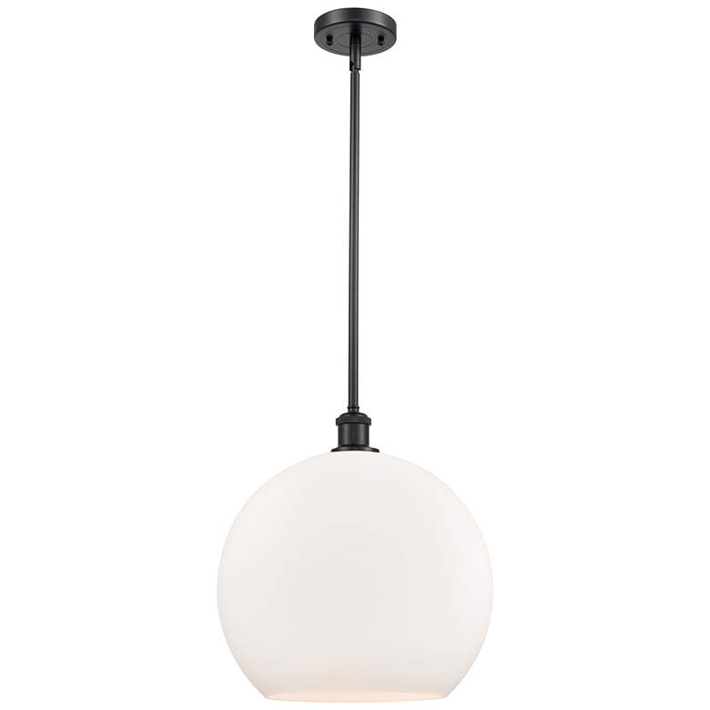 Image 1 Athens 13.75" Wide Matte Black Stem Hung Pendant w/ Matte White Shade