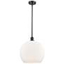Athens 13.75" Wide Matte Black Stem Hung Pendant w/ Matte White Shade