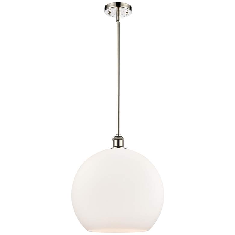 Image 1 Athens 13.75" Wide Polished Nickel Stem Hung Pendant w/ Matte White Sh