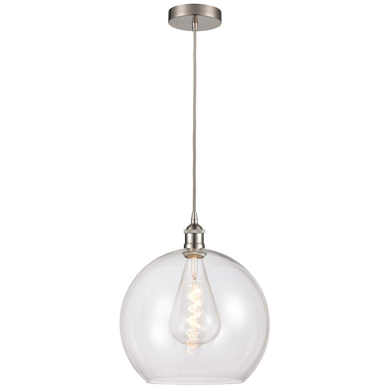 Image 1 Athens 13 3/4"W Satin Nickel Pendant Light with Clear Glass