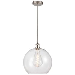 Athens 13 3/4"W Satin Nickel Pendant Light with Clear Glass